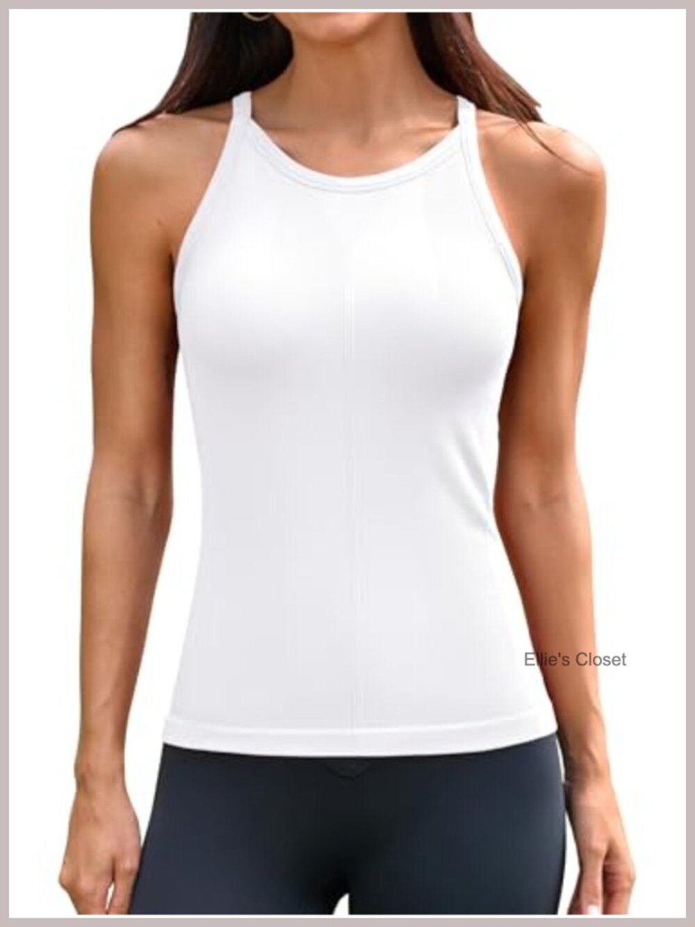 RIBFLEX Workout Tank with Built-In Bra Racerback Ribbed Athletic Top